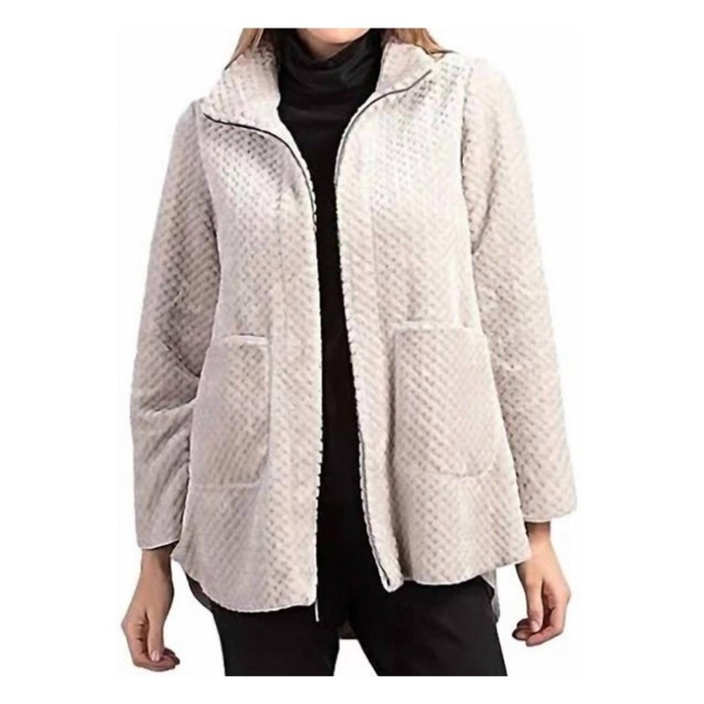 Habitat Clothes To Live In Zip Front Sherpa Gray Coat Size M
